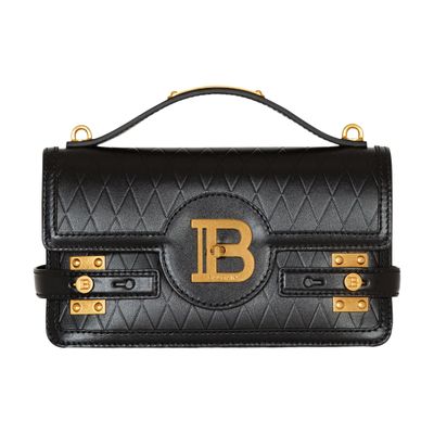 Balmain B-Buzz 24 embossed patterned calfskin leather shoulder bag