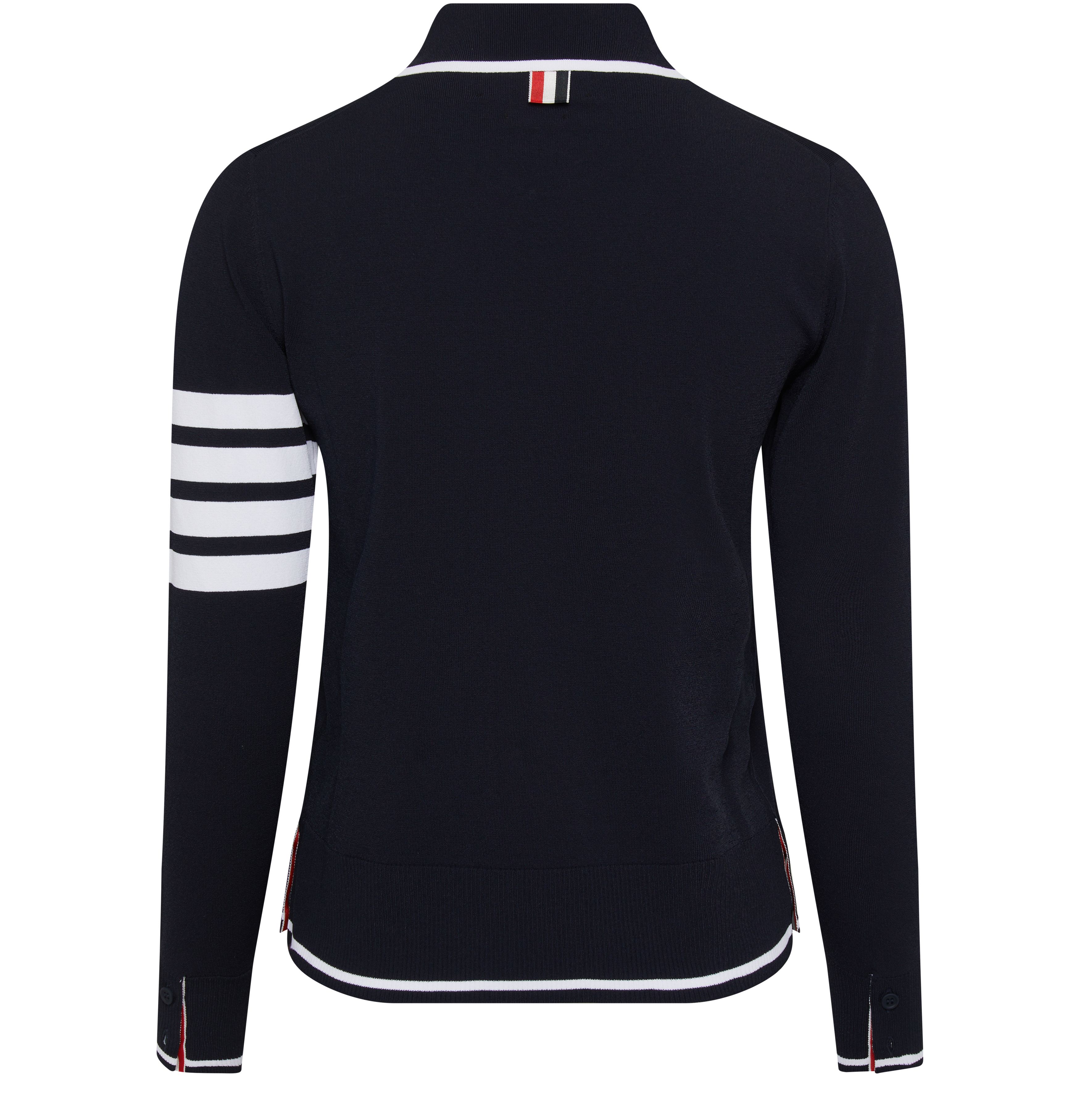 Thom Browne Tipping Stripe Jersey Stitch Polo Sweater