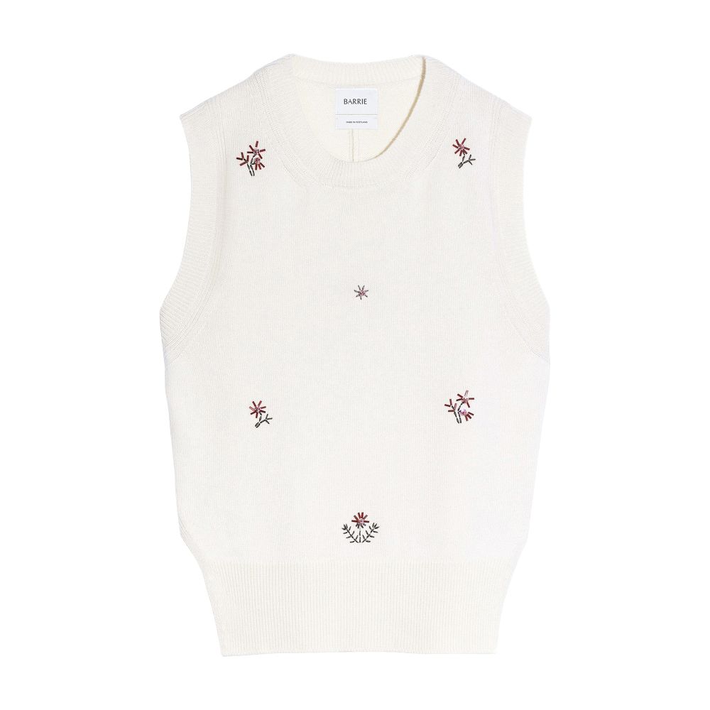 Barrie Iconic sleeveless embroidered jumper in cashmere