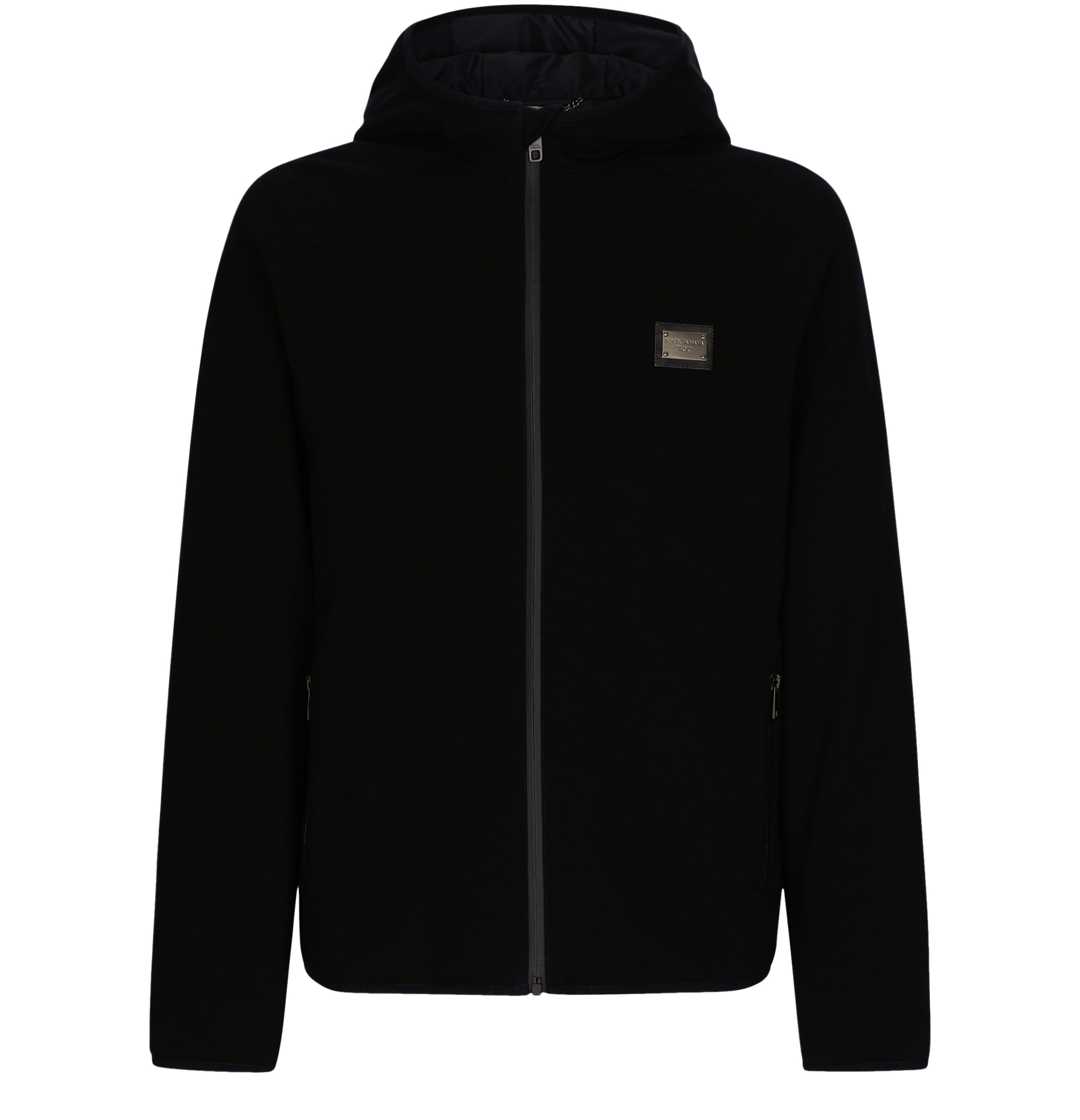 Dolce & Gabbana Hooded jersey jacket with branded tag