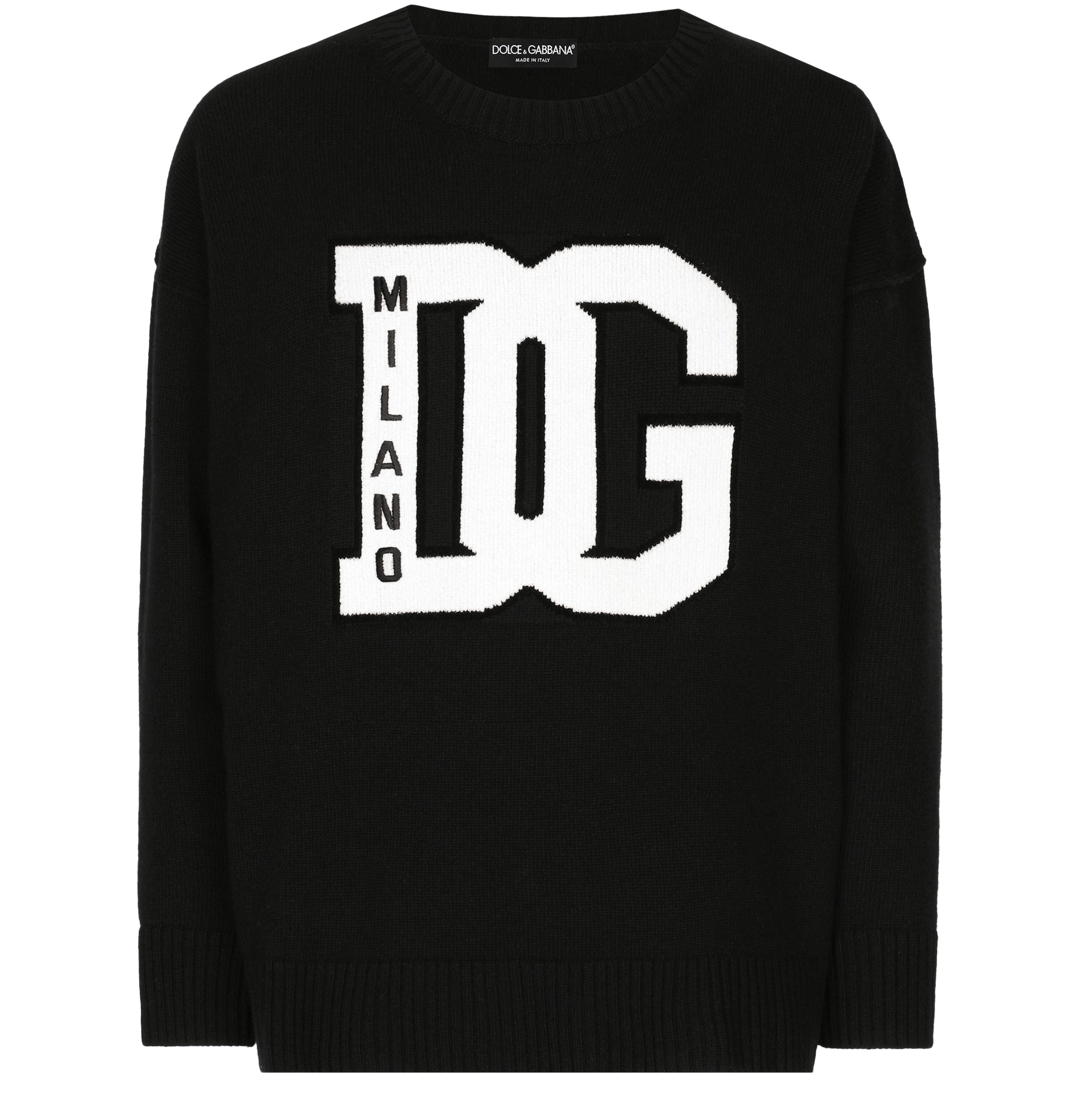 Dolce & Gabbana Wool round-neck sweater with DG inlay