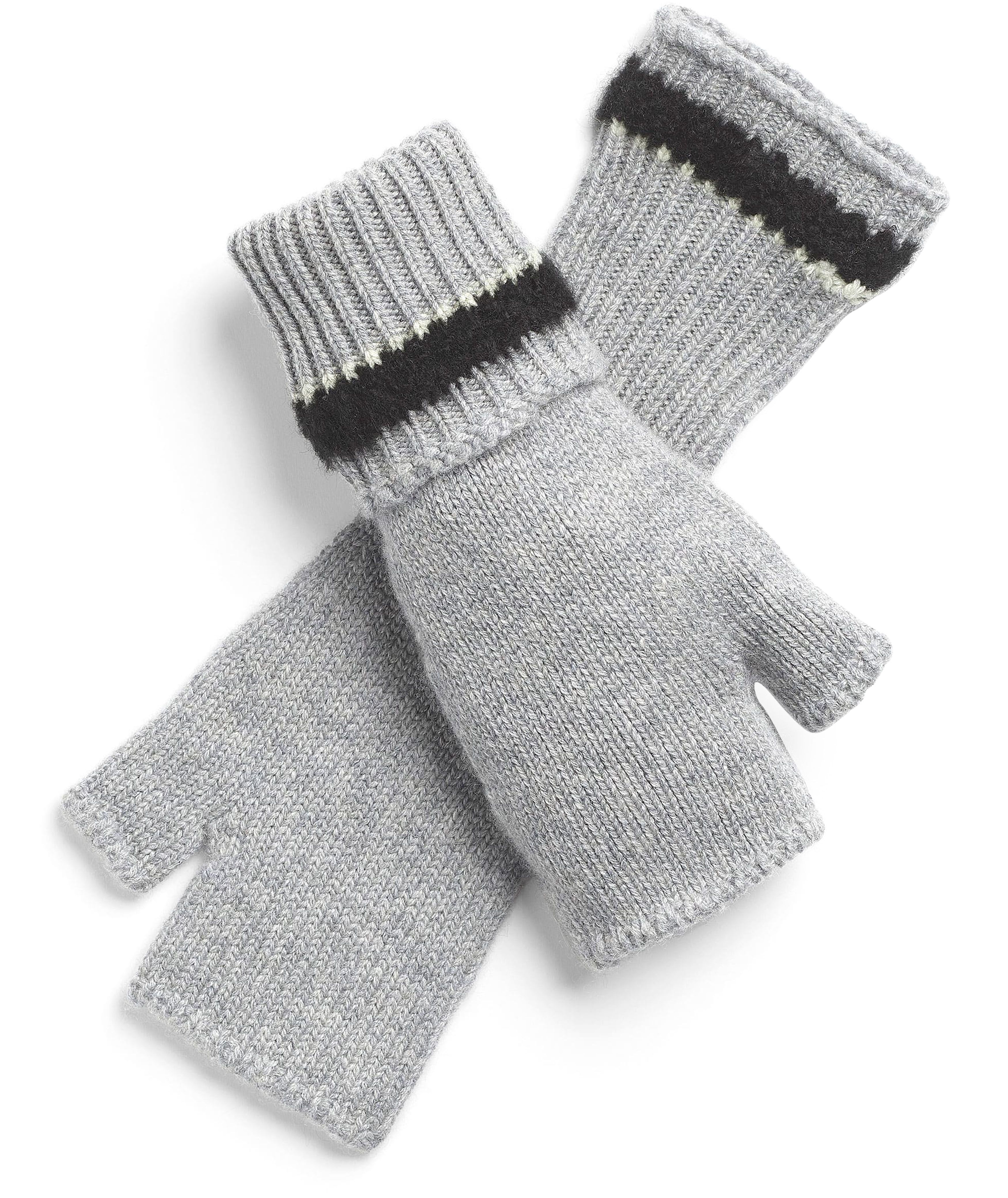 Barrie Shearling-effect cashmere fingerless gloves