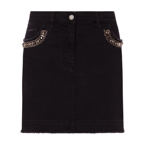 Alberta Ferretti Denim miniskirt with embroidery