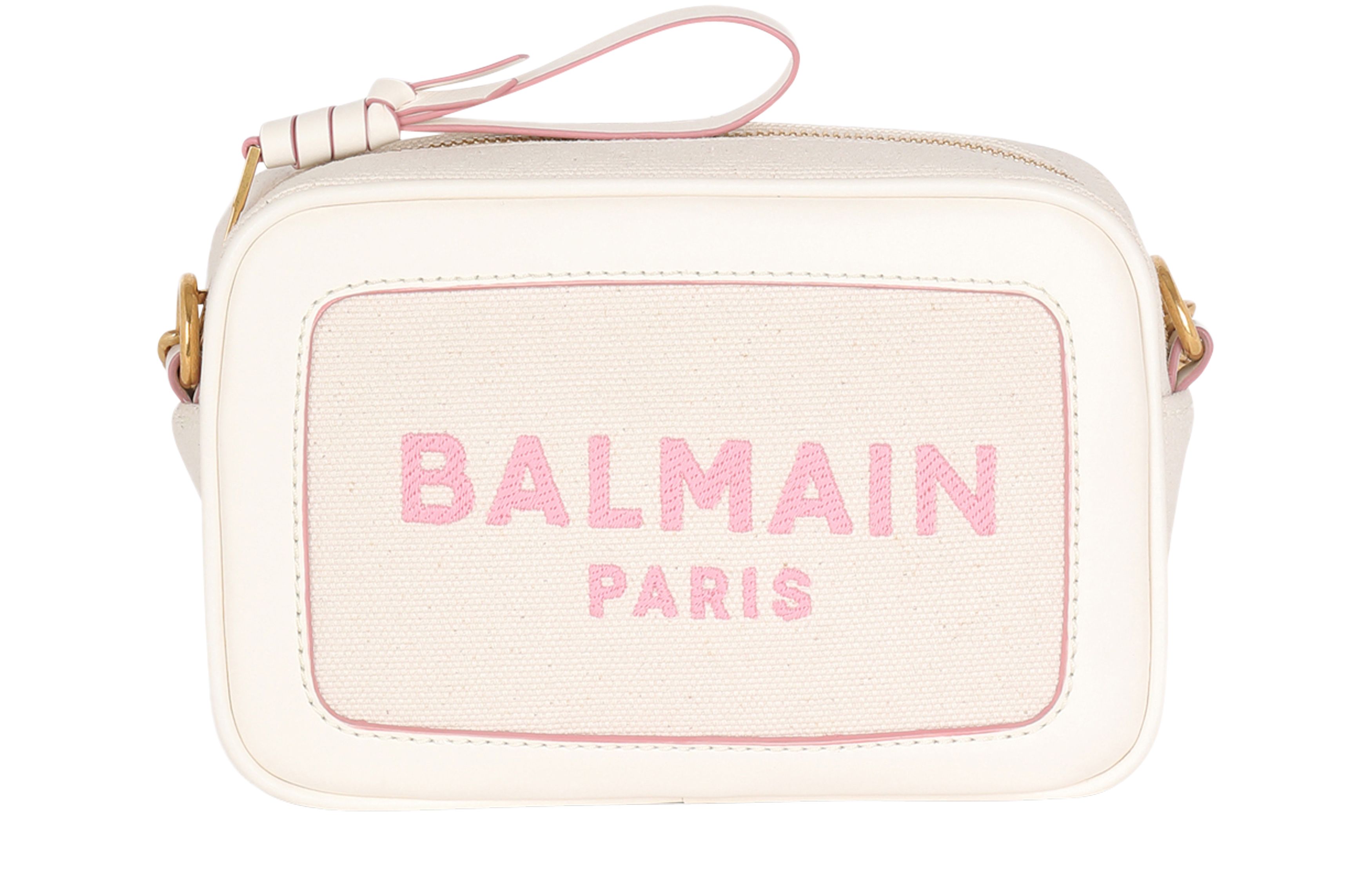 Balmain B-Army canvas clutch bag with leather details