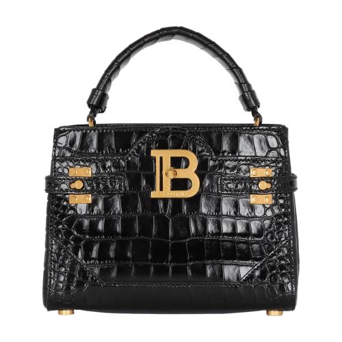 Balmain B-Buzz Top Handle 22 bag in crocodile effect leather