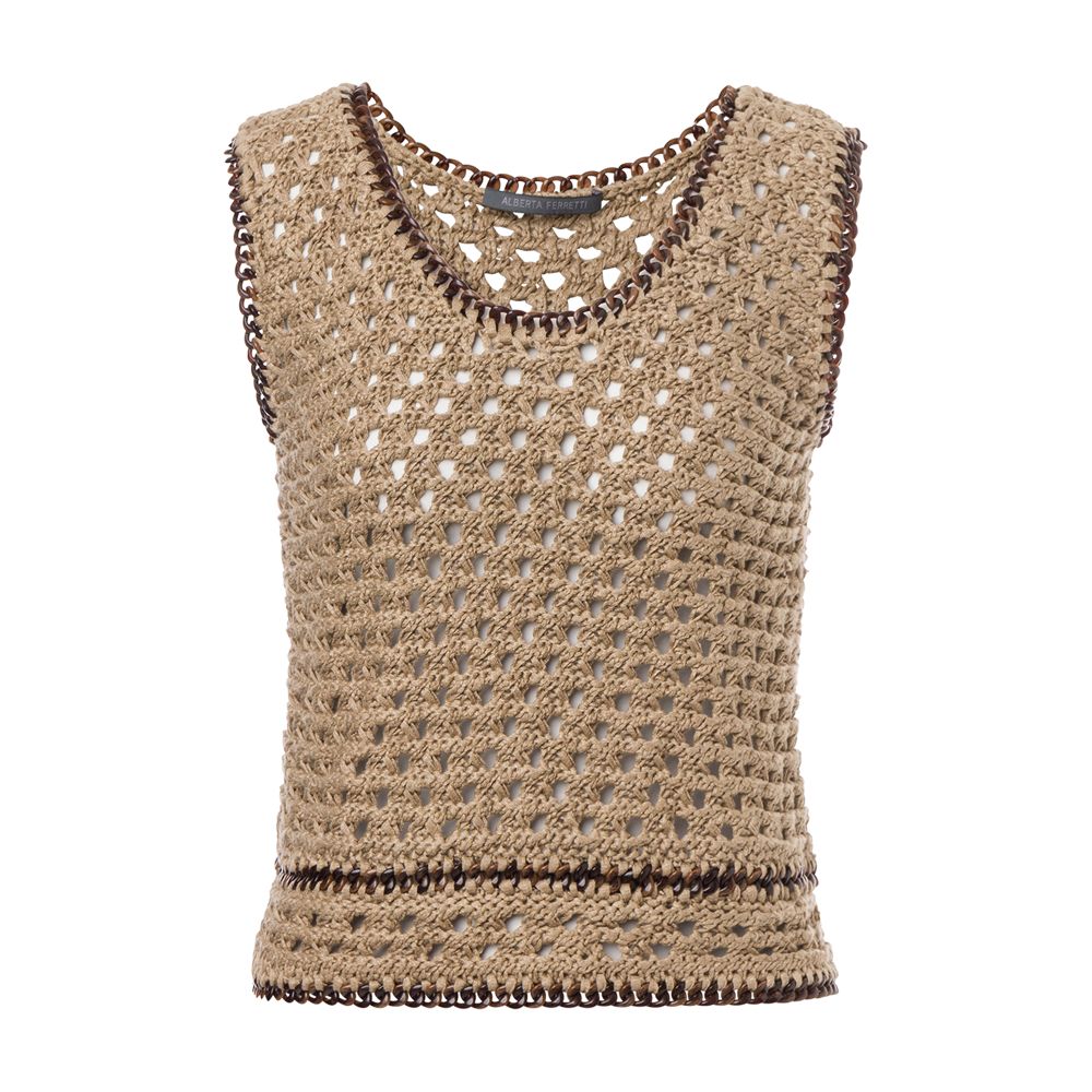 Alberta Ferretti Crochet top in linen bands