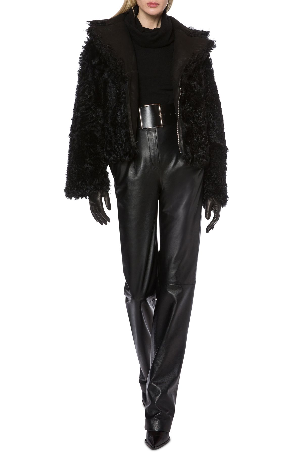 Alberta Ferretti High-waisted nappa leather trousers