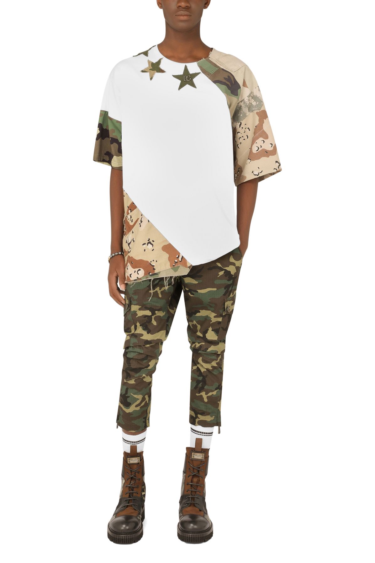 Dolce & Gabbana Cotton cargo pants with camouflage print