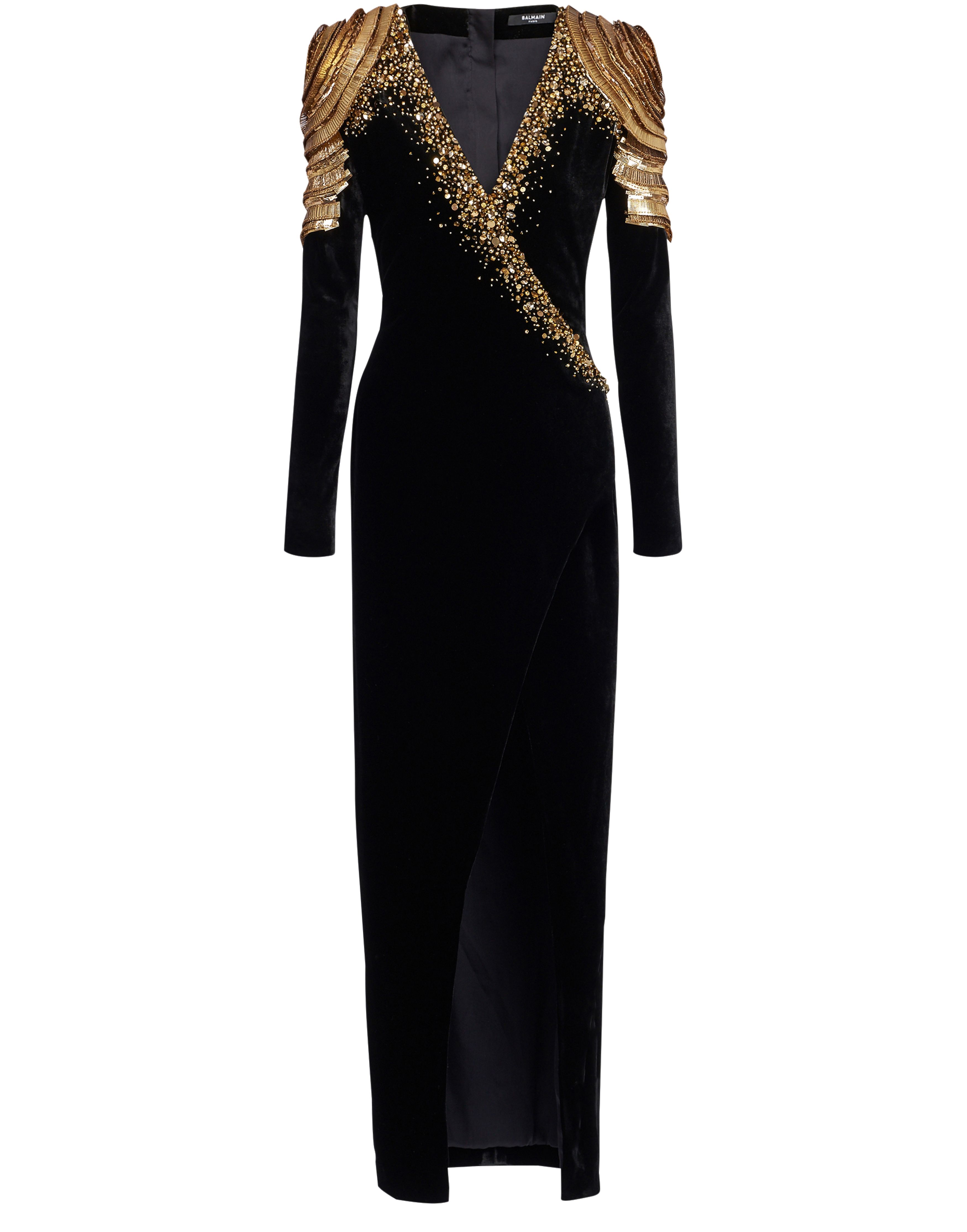 Balmain Embroidered velvet maxi dress