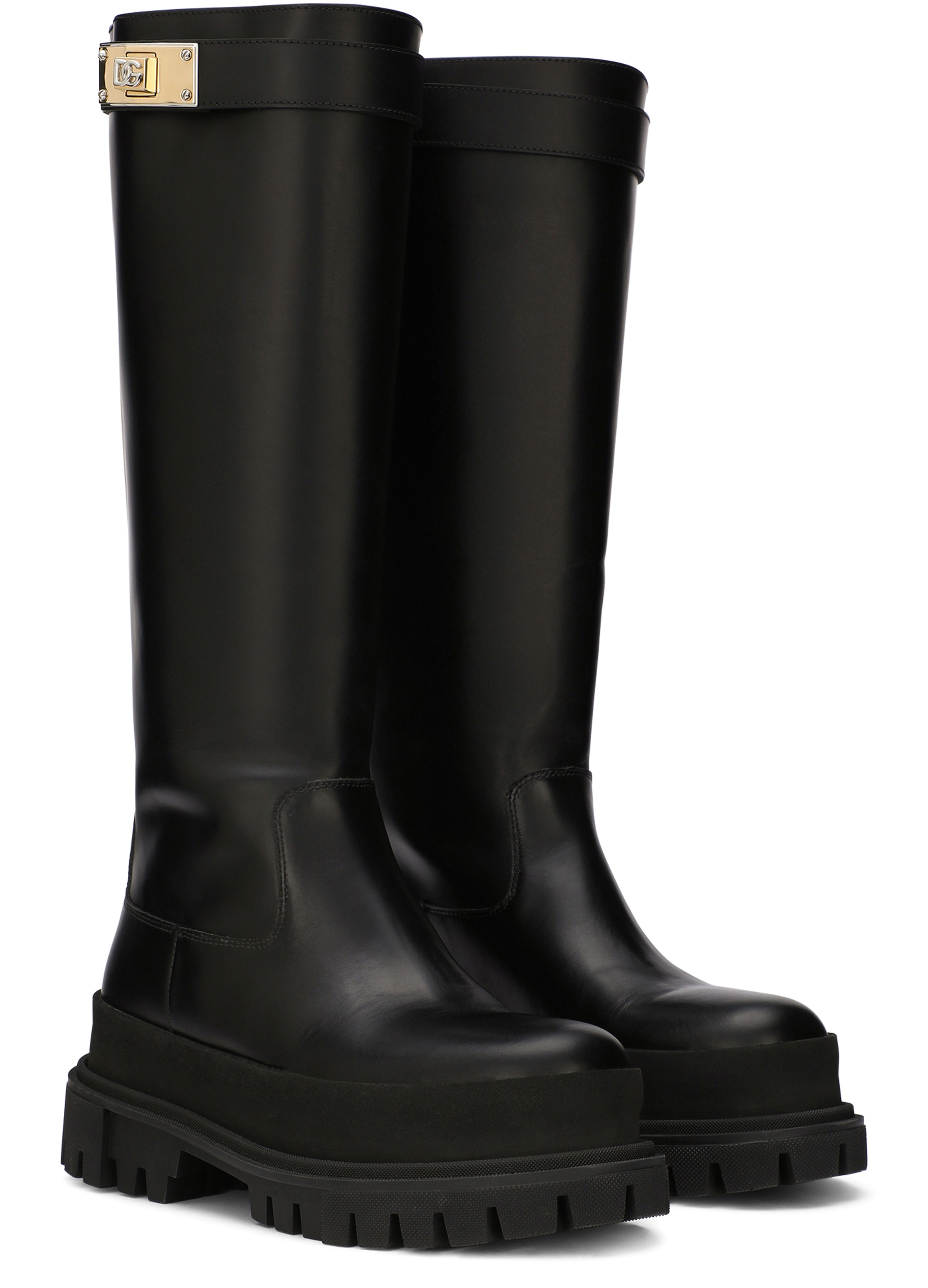 Dolce & Gabbana Calfskin boots with branded strap