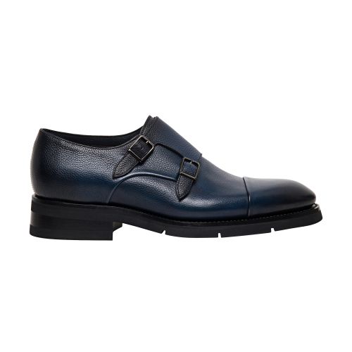 Santoni Leather shoe with double buckle