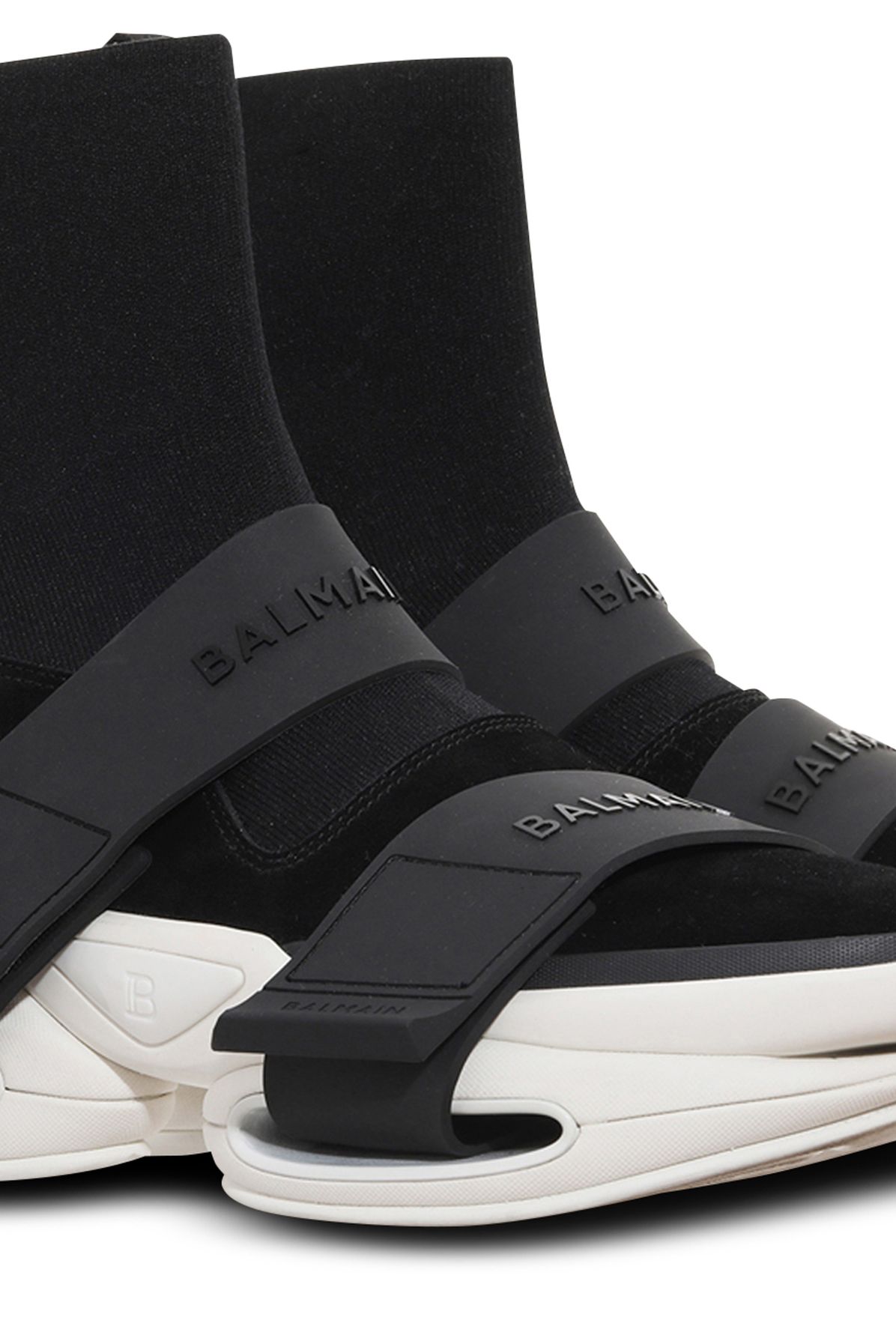 Balmain Suede and knit B-Bold sneakers with straps