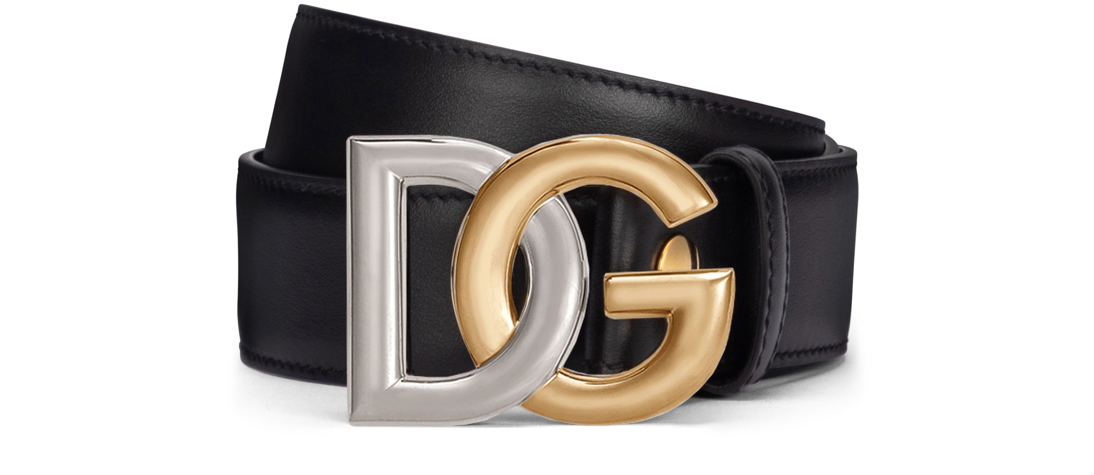 Dolce & Gabbana Calfskin belt with double-plated DG logo