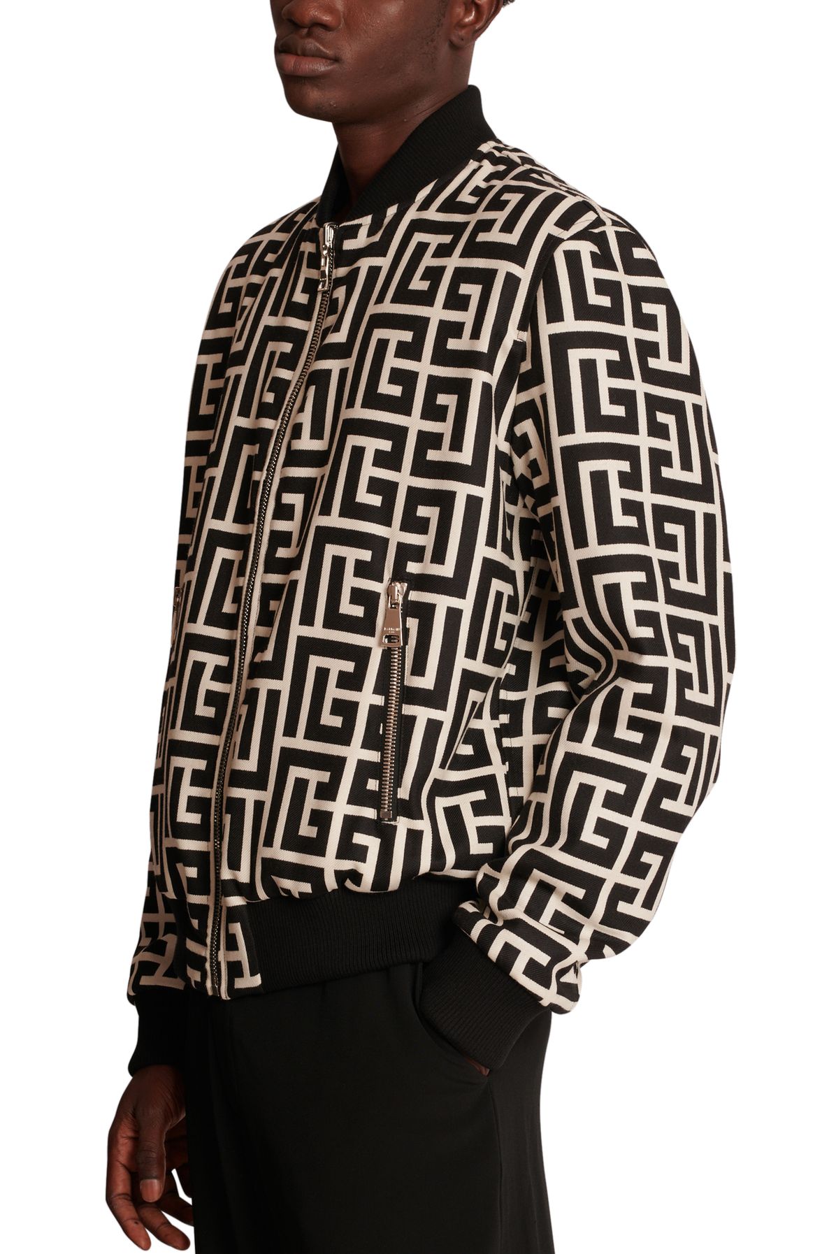 Balmain Monogram reversible wool bomber jacket