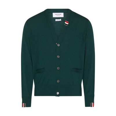 Thom Browne V neck cardigan in merino wool