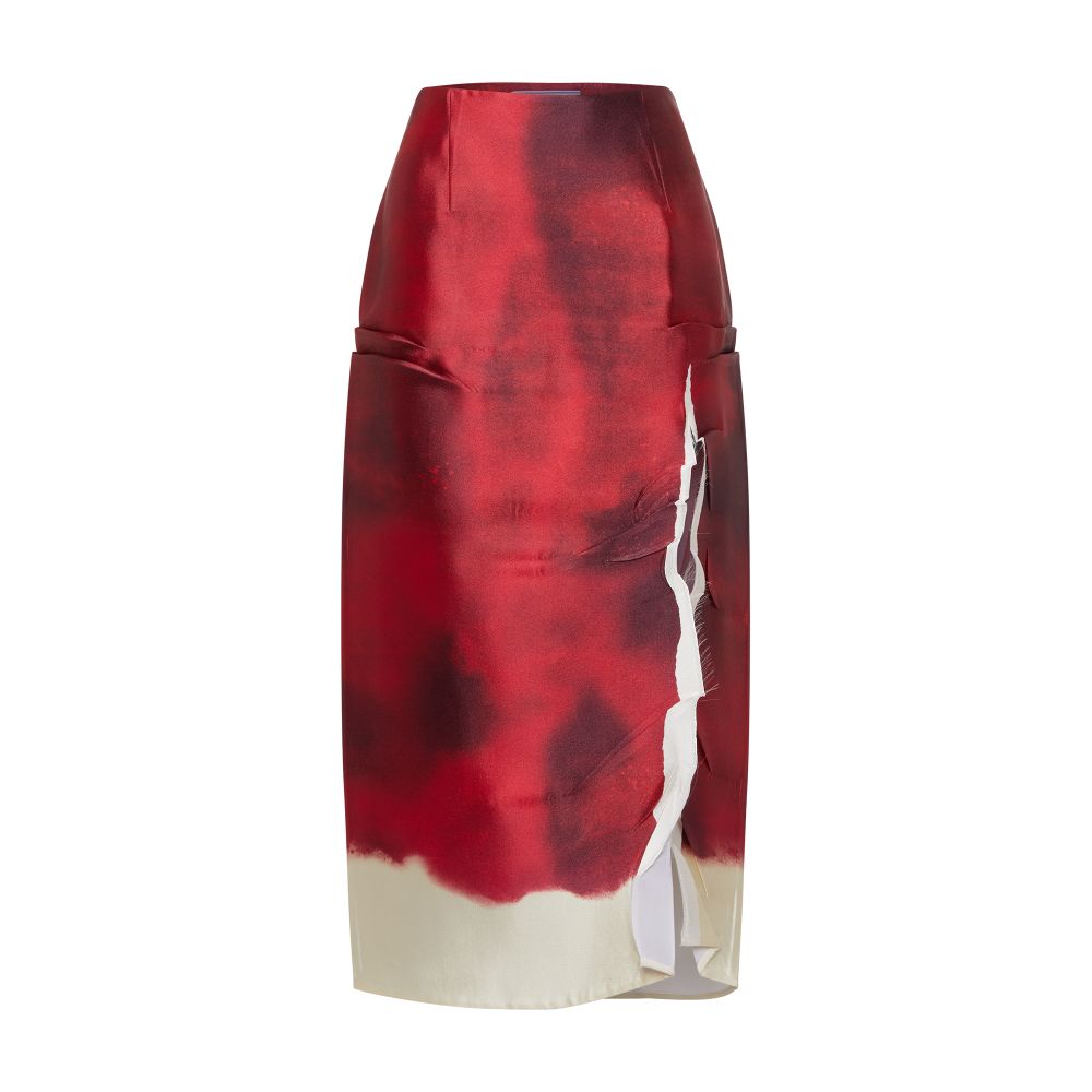 Prada Printed satin midi skirt with slit