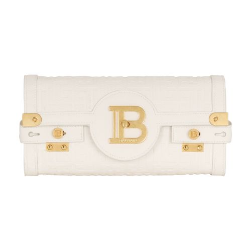 Balmain B-Buzz 23 Clutch bag in monogrammed grained leather