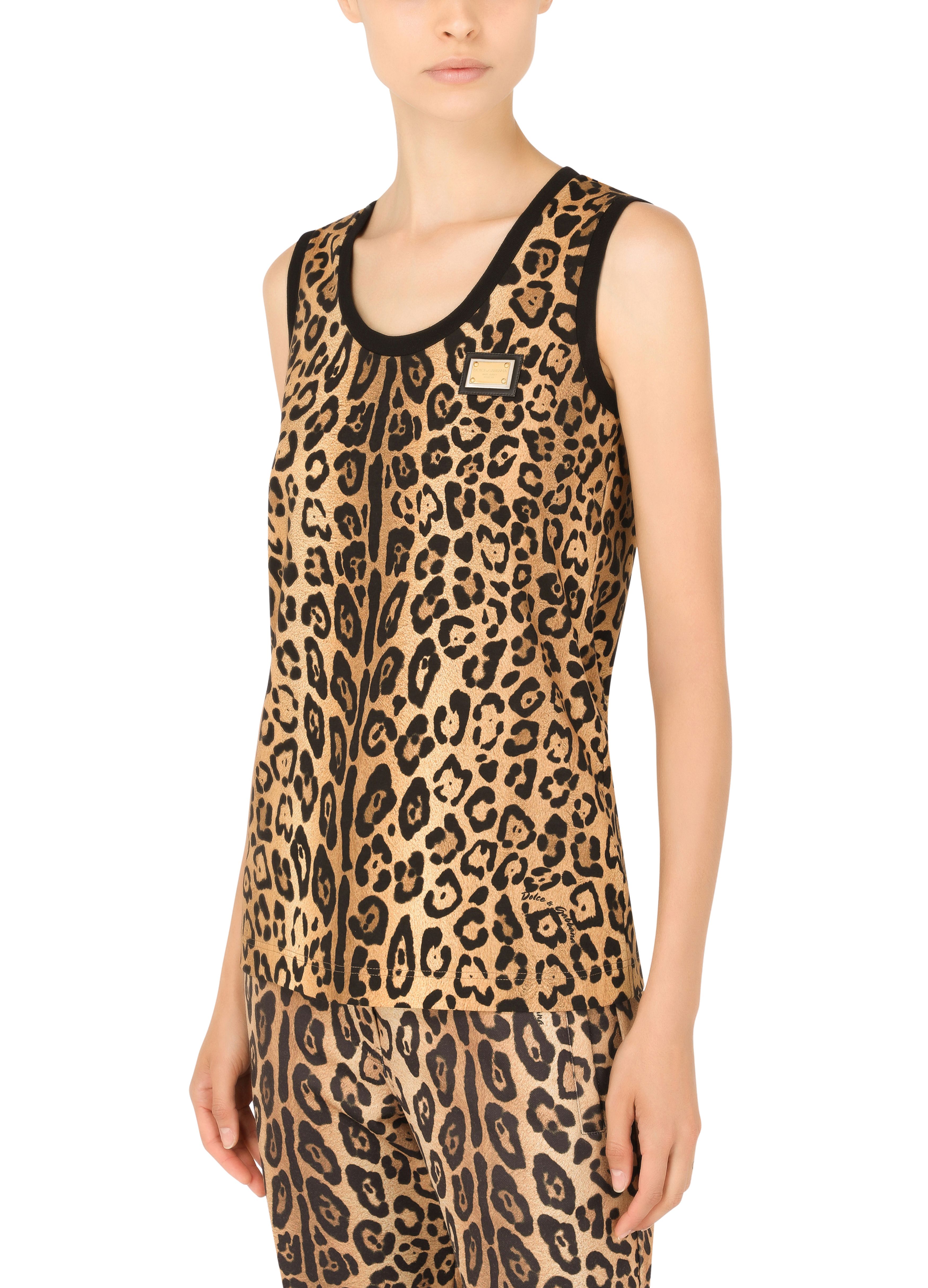 Dolce & Gabbana Leopard-print jersey tank top