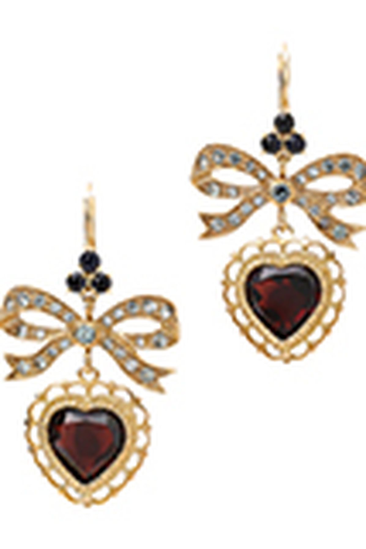 Dolce & Gabbana Heart leverback earrings in yellow 18kt gold with rhodolite garnet heart