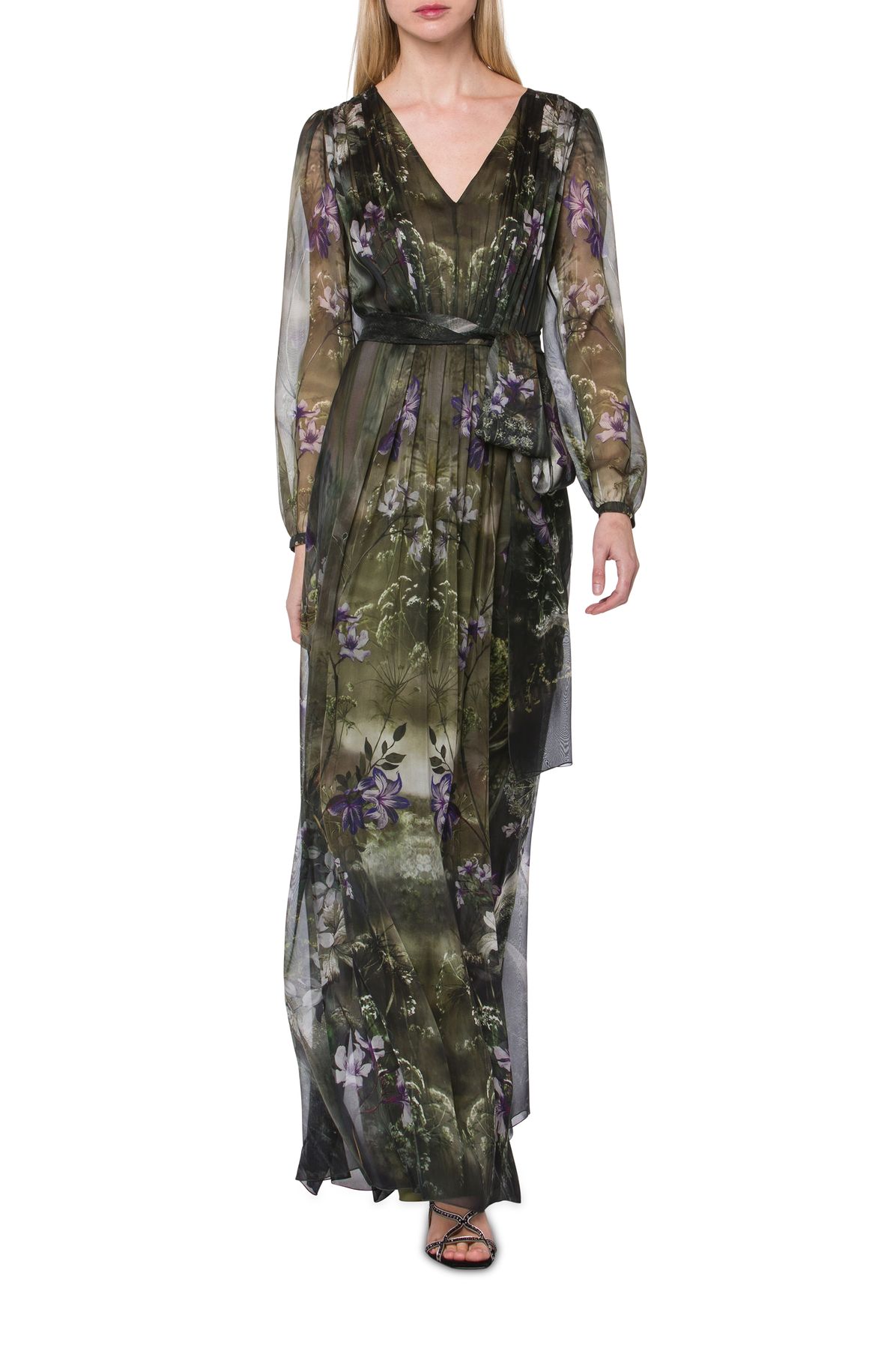 Alberta Ferretti Long winter garden chiffon dress