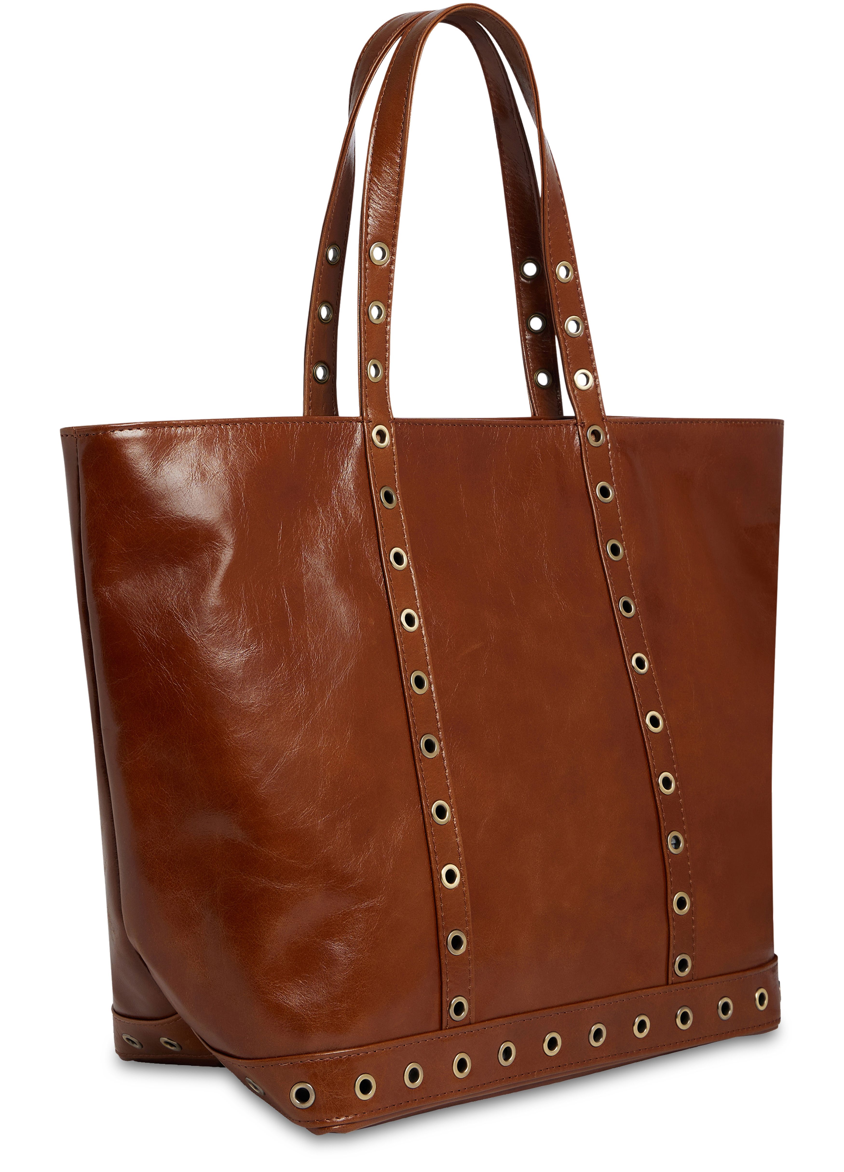  Crinkled leather L cabas tote bag