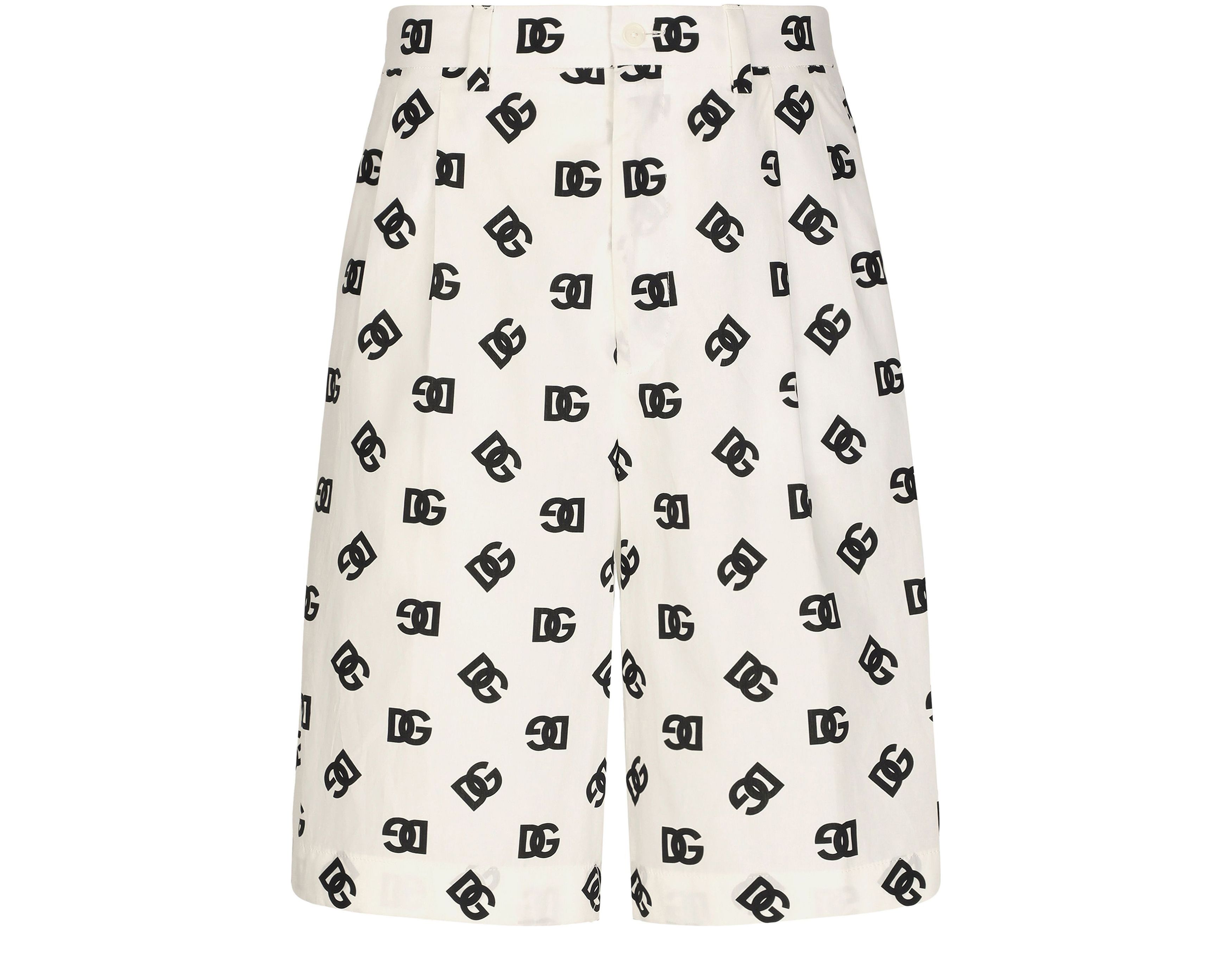 Dolce & Gabbana Cotton poplin shorts with DG Monogram print