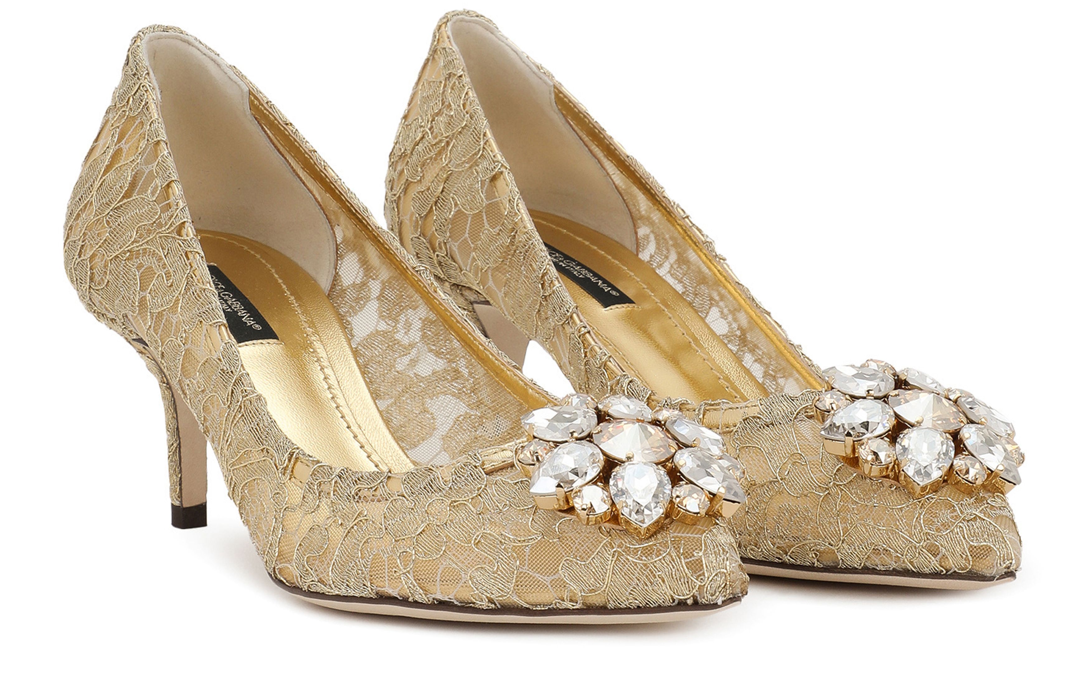 Dolce & Gabbana Lurex lace rainbow pumps with brooch detailing