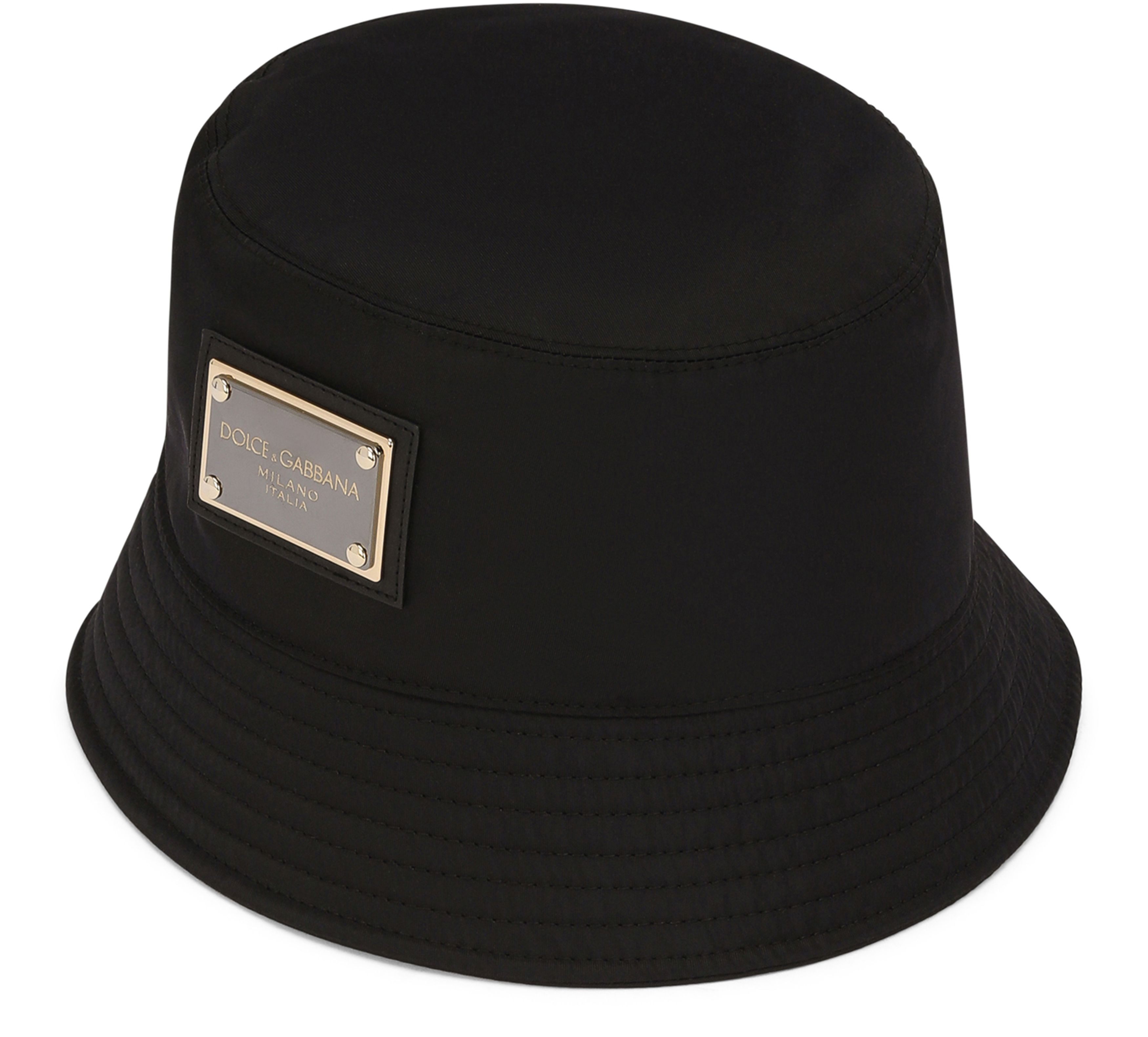 Dolce & Gabbana Nylon bucket hat with branded plate