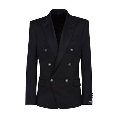 Balmain Wool blazer with double-breasted silver-tone buttoned fastening