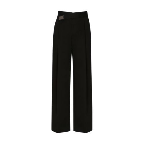 Dolce & Gabbana Cotton Stretch Trousers With Plate