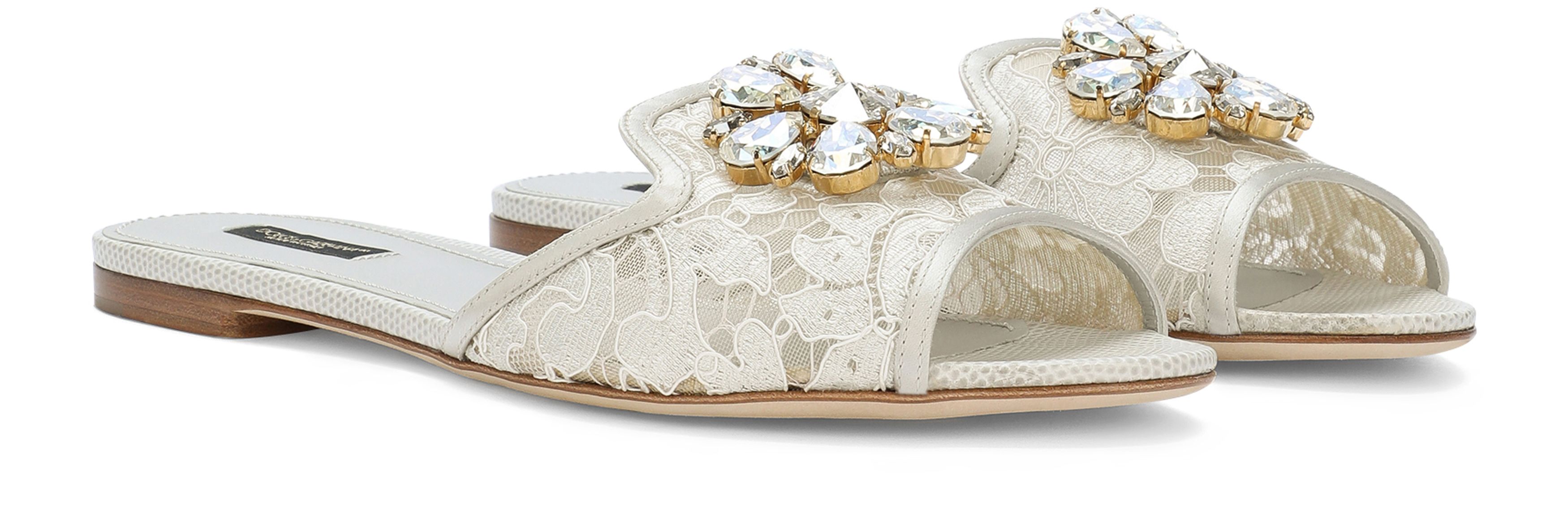 Dolce & Gabbana Rainbow lace slides with brooch detailing