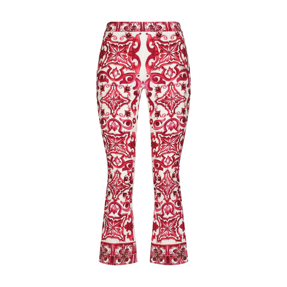 Dolce & Gabbana Majolica trumpet-leg silk pants