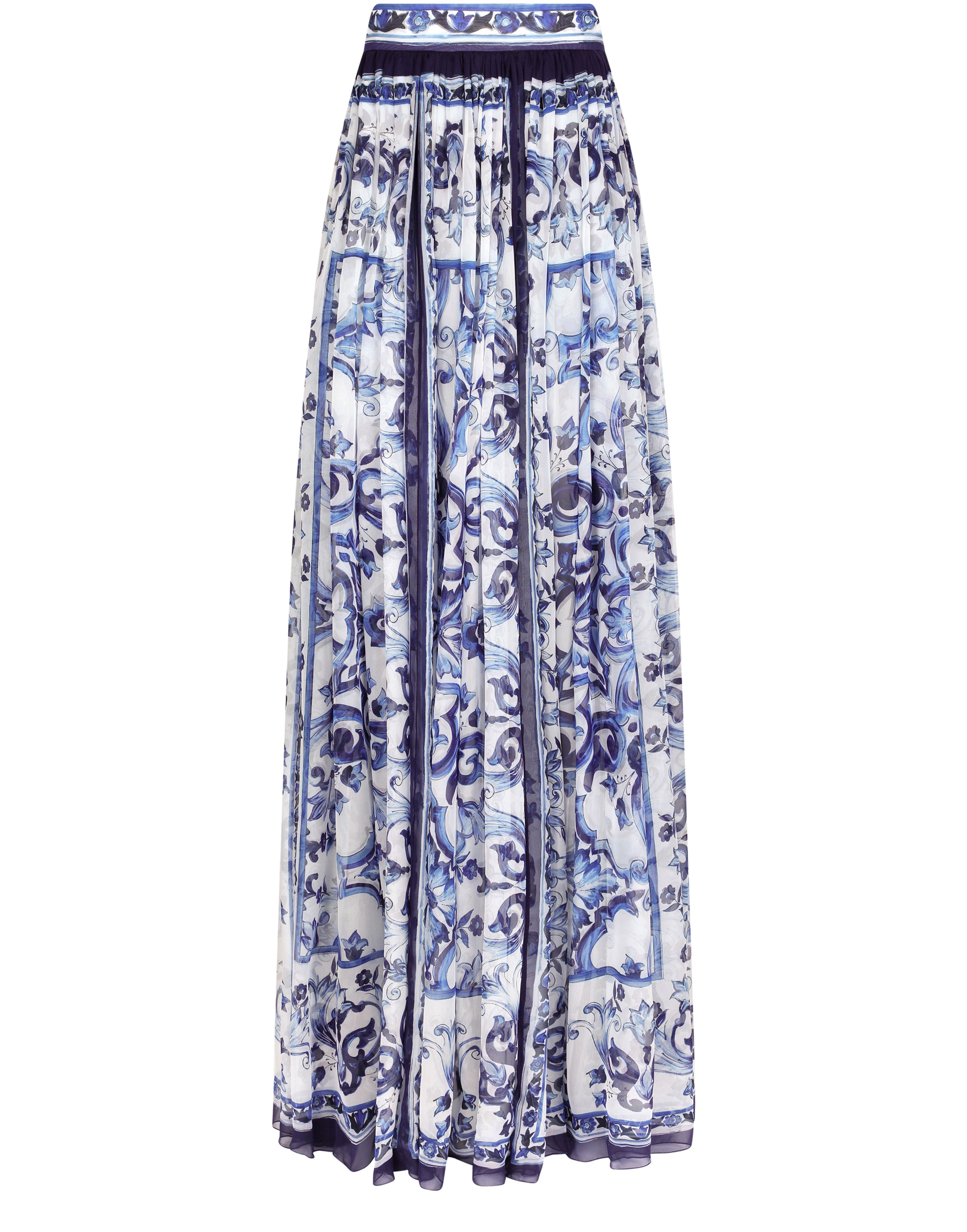 Dolce & Gabbana Long majolica-print chiffon skirt