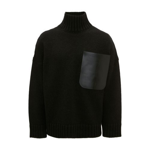  Leather patch pocket jumper