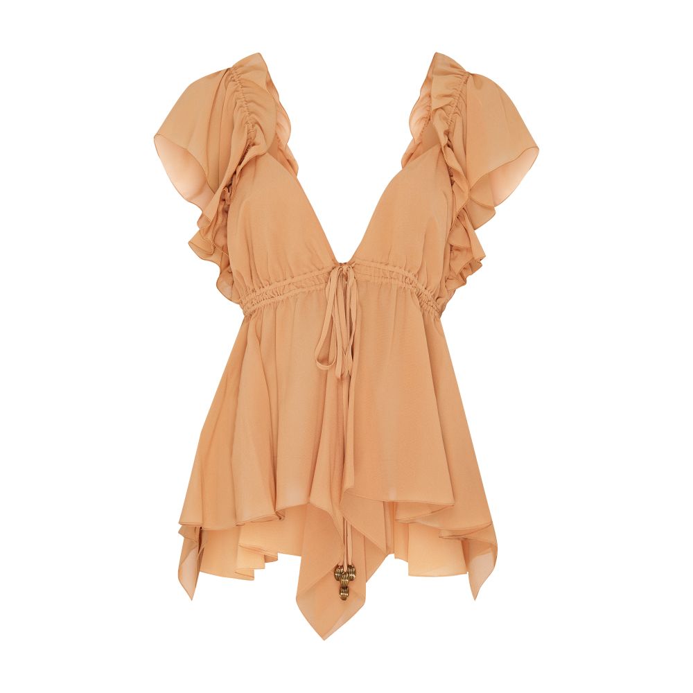 Chloé Gathered silk georgette camisole top