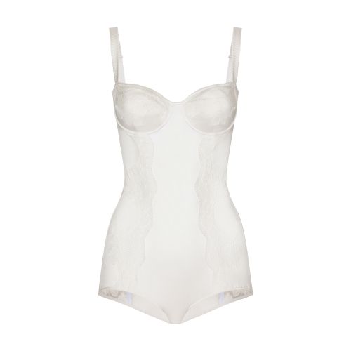 Dolce & Gabbana Silk balconette-bra bodysuit with lace detailing