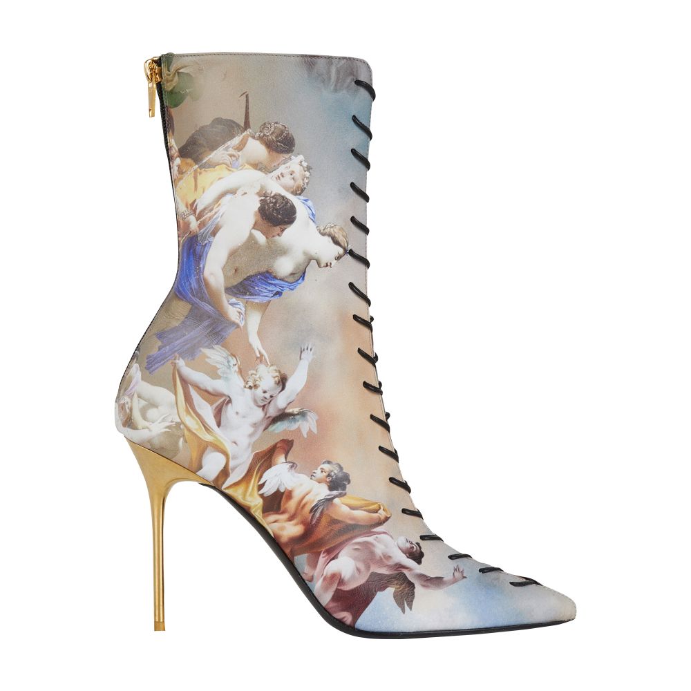 Balmain Uria boots in smooth Sky printed leather