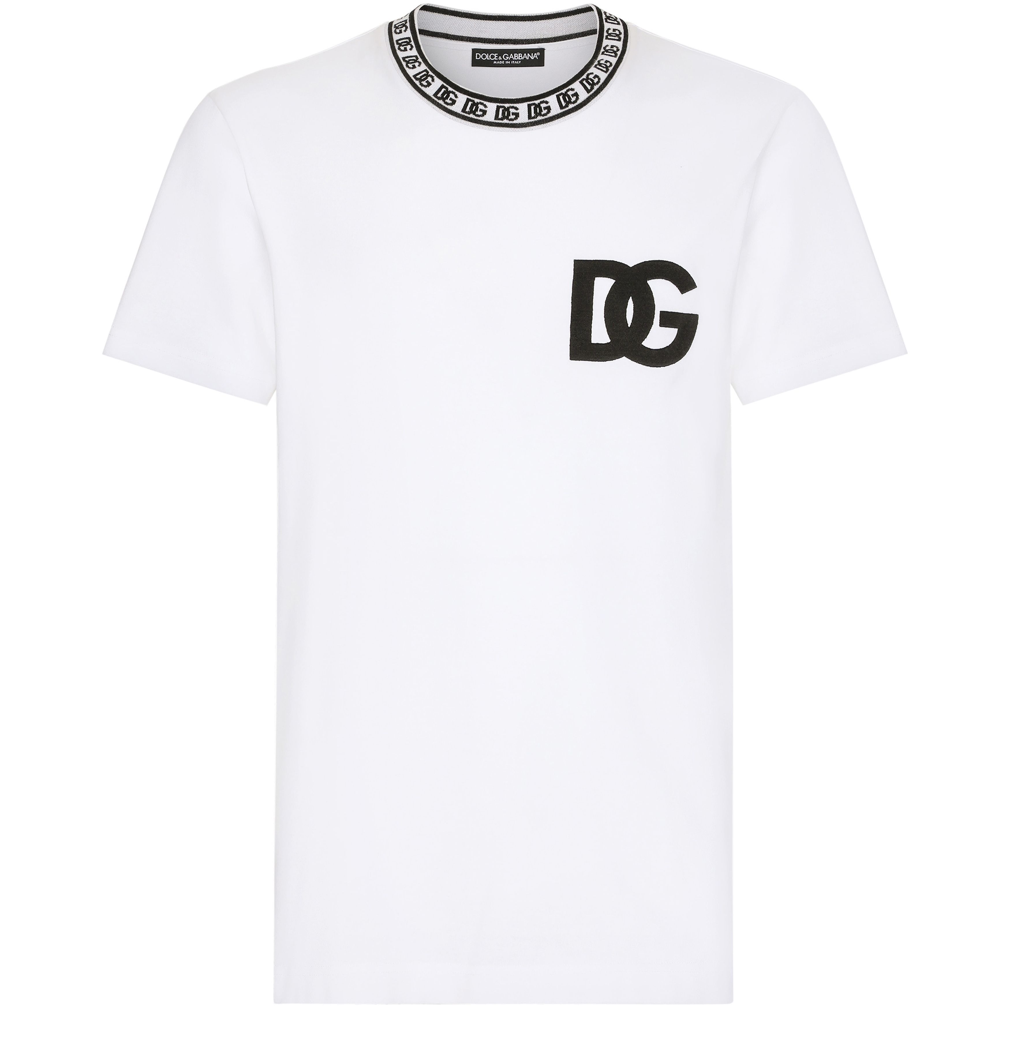 Dolce & Gabbana Cotton round-neck T-shirt with DG embroidery