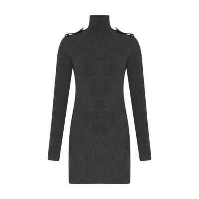 Alexander McQueen Ribbed turtle neck mini dress