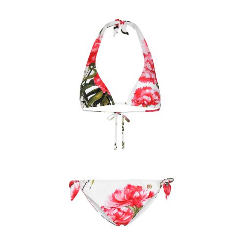 Dolce & Gabbana Carnation-print padded triangle bikini