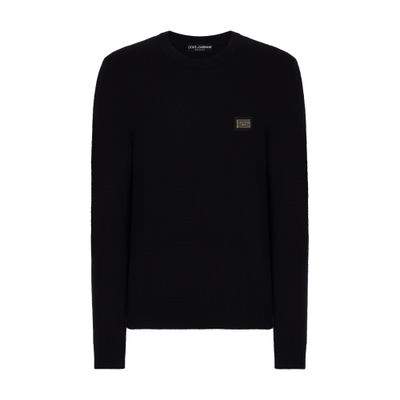 Dolce & Gabbana Wool round-neck sweater with branded tag