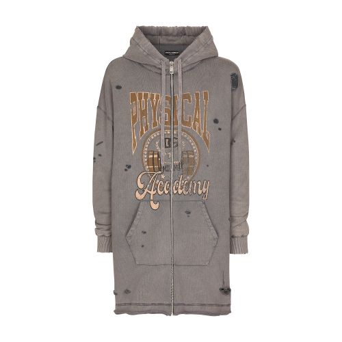 Dolce & Gabbana Long zip-up jersey hoodie with print