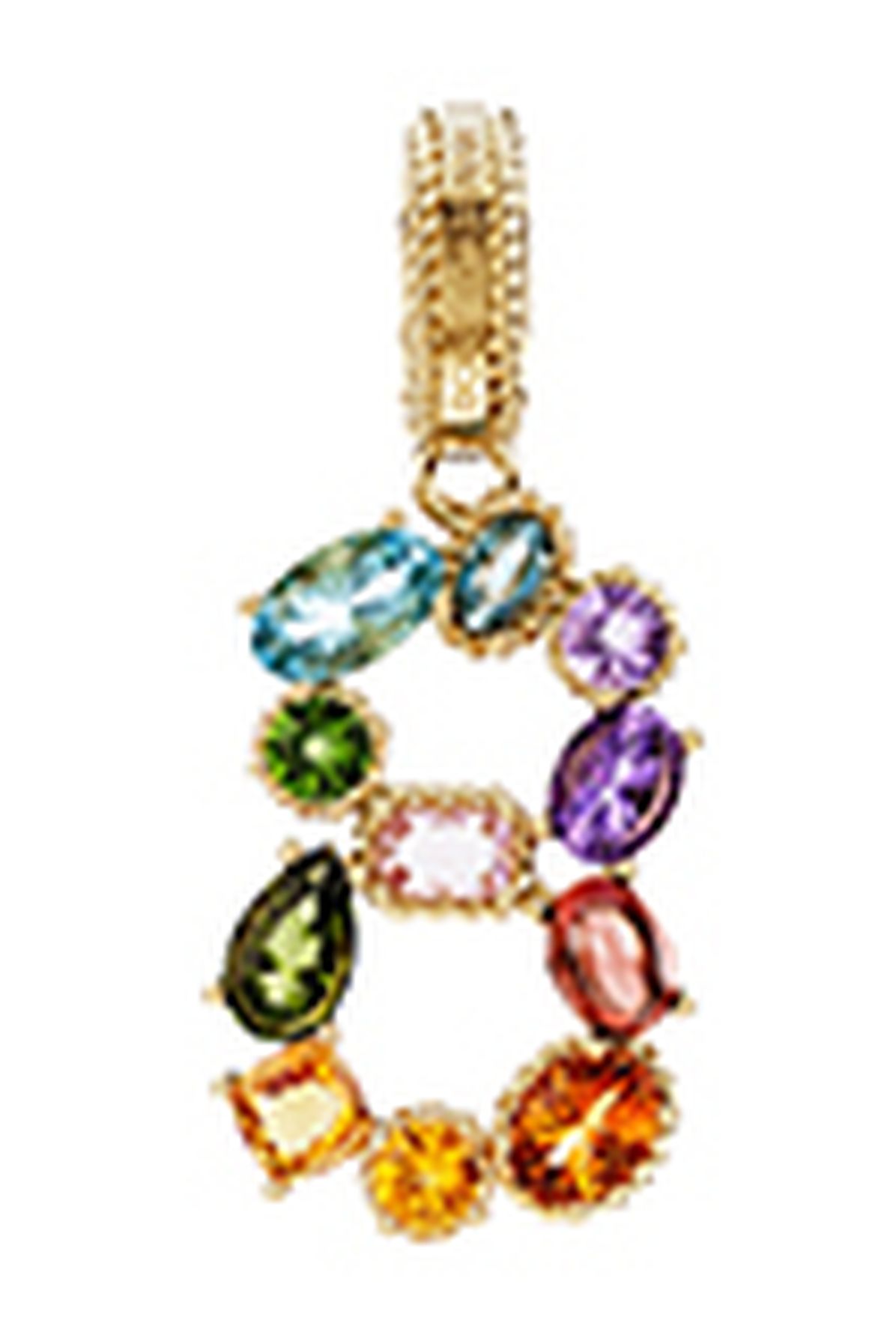 Dolce & Gabbana 18 kt yellow gold rainbow pendant with multicolor finegemstones representing number 8