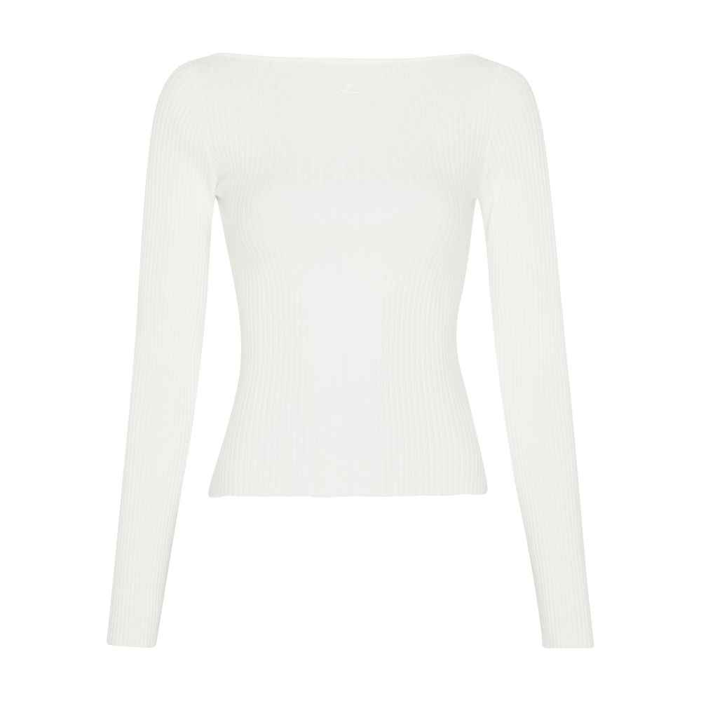 Courrèges Rib knit sweater with bare shoulders