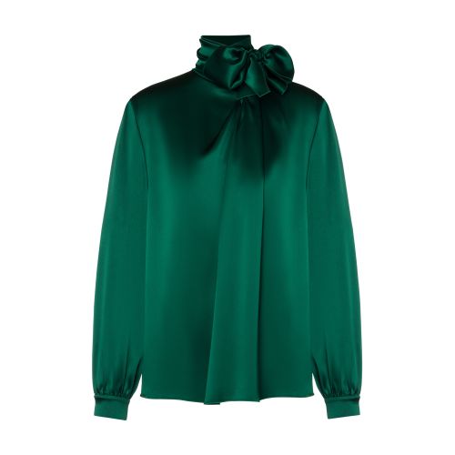 Alberta Ferretti Satin shirt with lavalliere collar