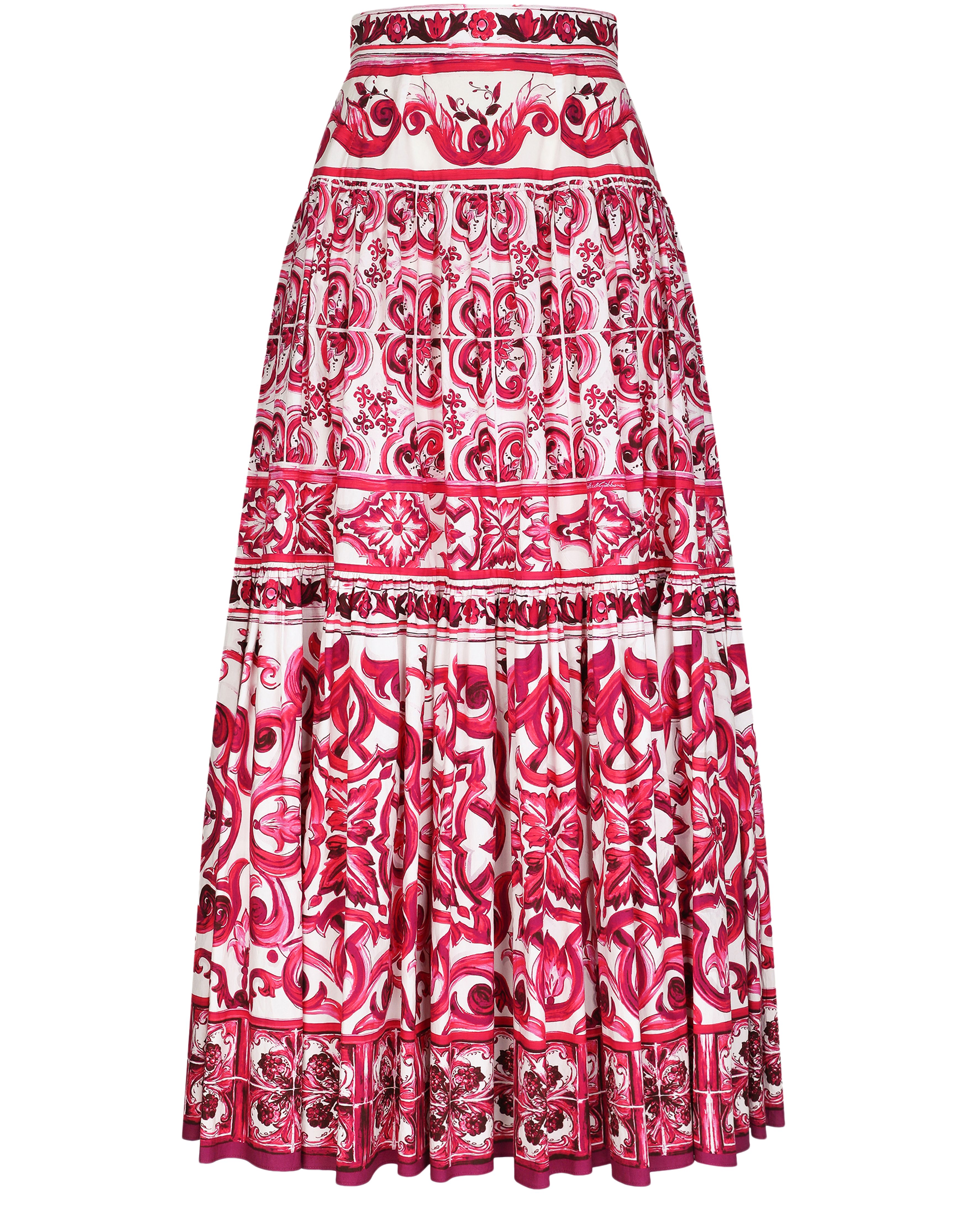 Dolce & Gabbana Long Maiolica Printed Popeline Skirt