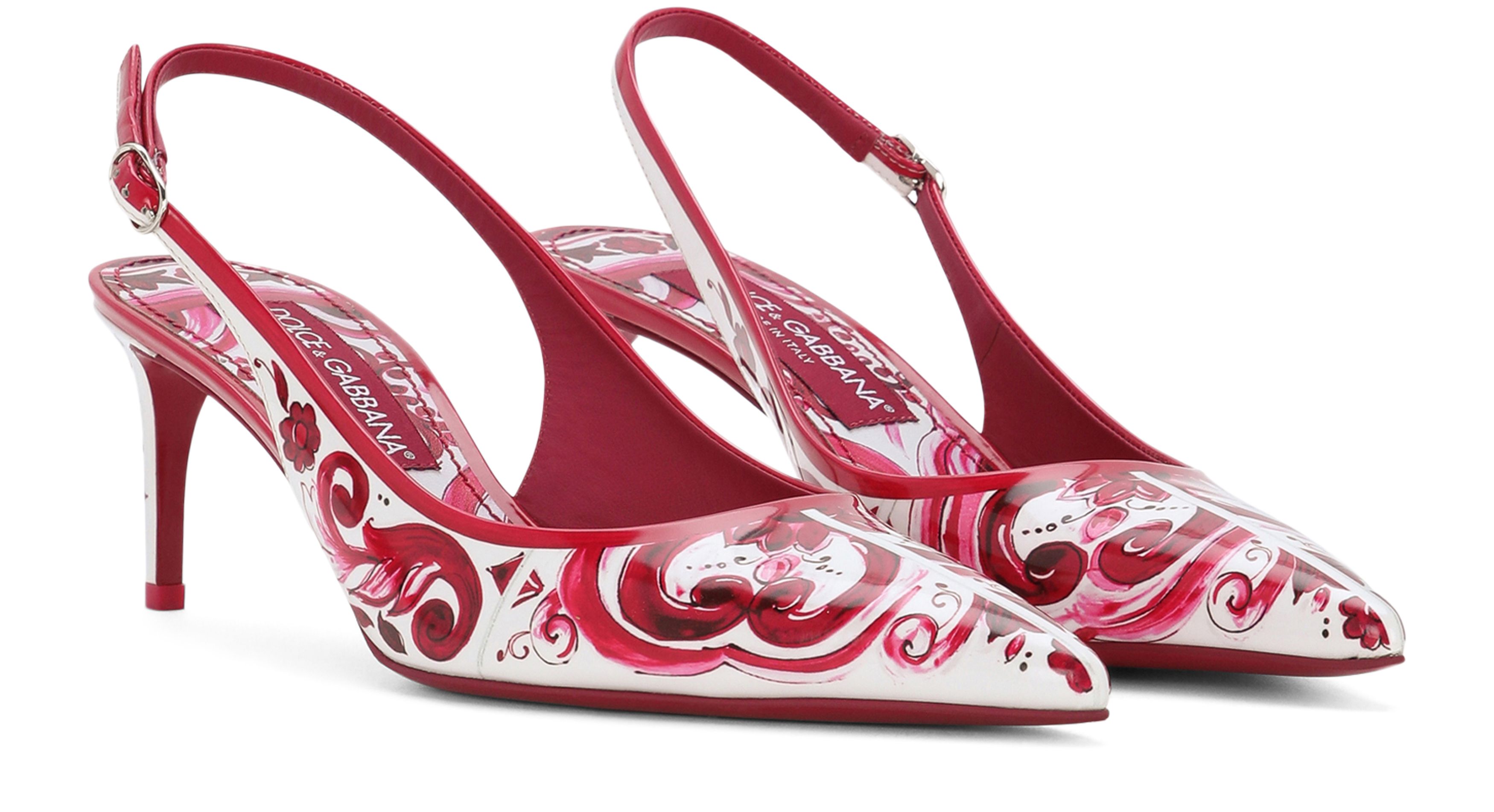 Dolce & Gabbana Printed patent leather slingbacks