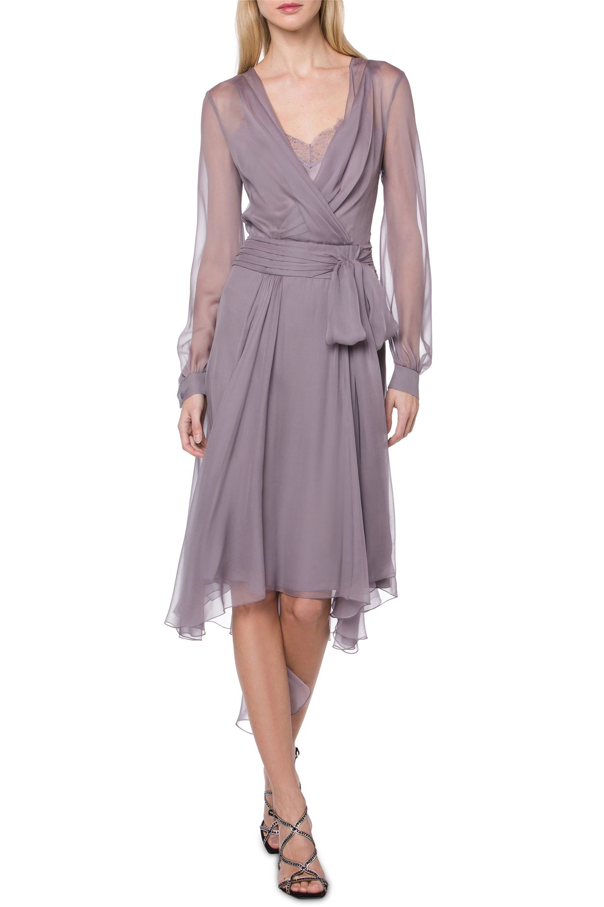 Alberta Ferretti Eco-sustainable chiffon dress with bow