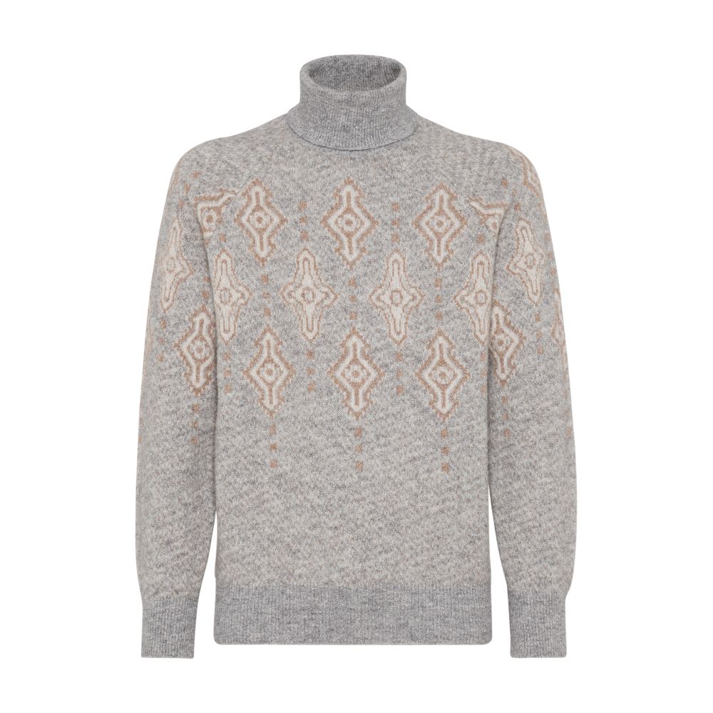 Brunello Cucinelli Geometric Jacquard turtleneck sweater