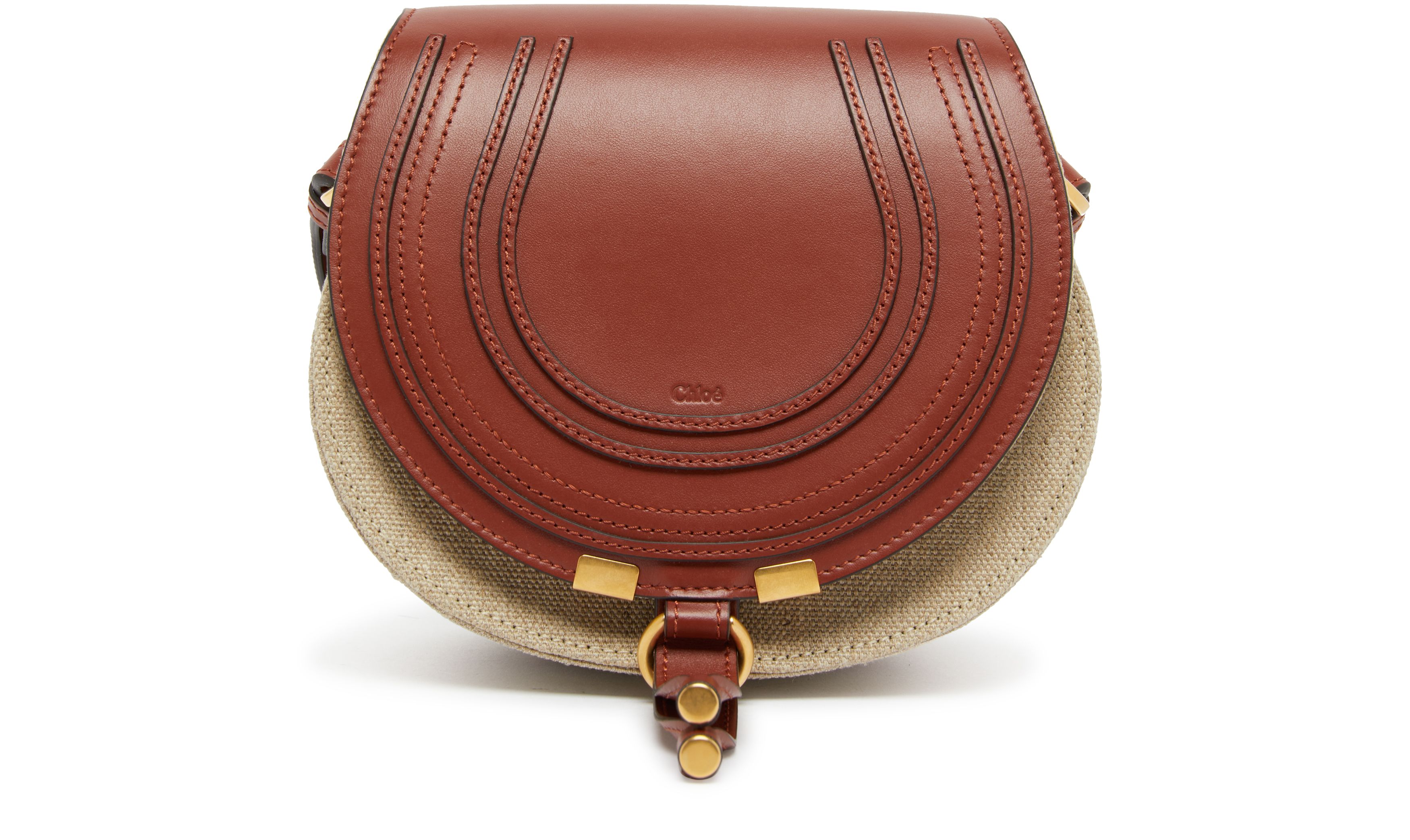 Chloé Marcie small linen and smooth leather shoulder bag